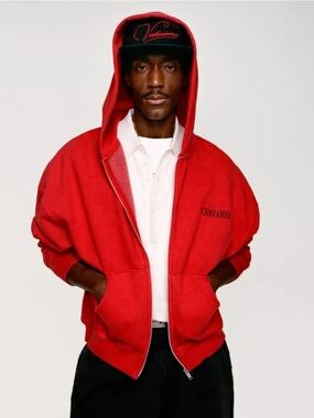 Willy Chavarria x Zara Red Hooded Zip Sweater - NWT